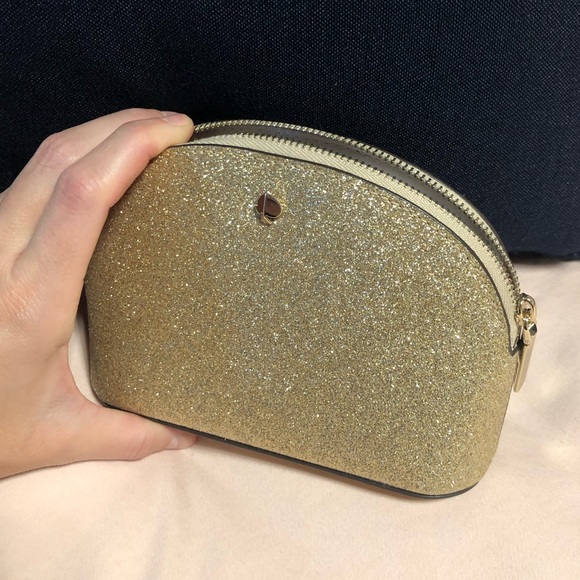 NWT Kate Spade Gold Sparkle Zippered Pouch - Picture 4 of 8